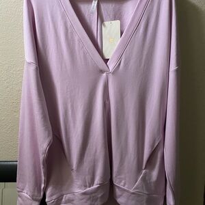 Fabletics Light Purple V-Neck Sweatshirt